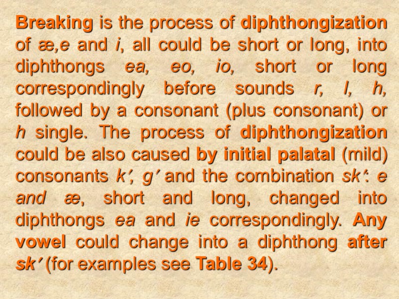 Breaking is the process of diphthongization of æ,e and i, all could be short